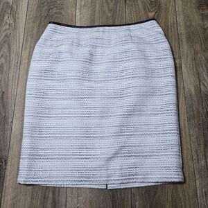 Calvin Klein Jacquard Marbled Pattern Faux Leather Trim Pencil Skirt Size 14 New